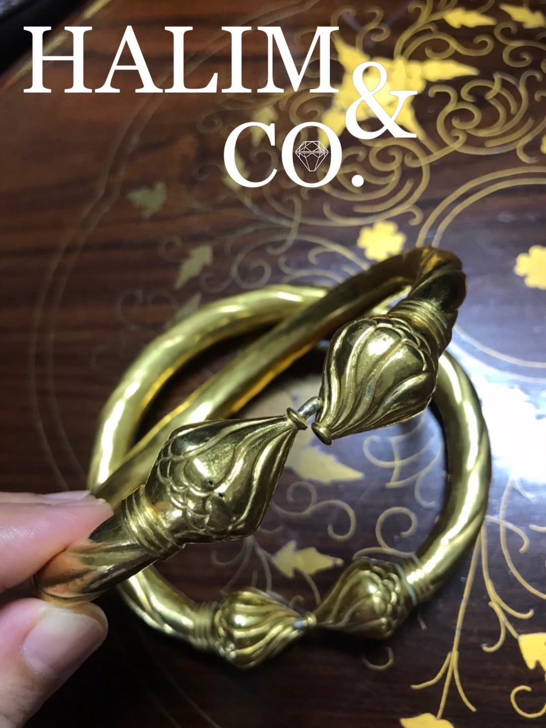 Antique Gold Cuff Anklets.(Gelang Kaki) Kebaya Jewelry / Peranakan Nyonya Jewelry