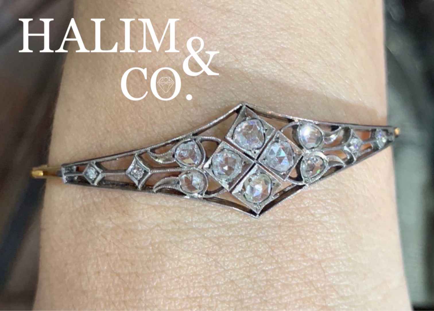 Antique Rose Cut Diamond Bracelet With 18k Gold. Kebaya Jewelry / Peranakan Nyonya Jewelry
