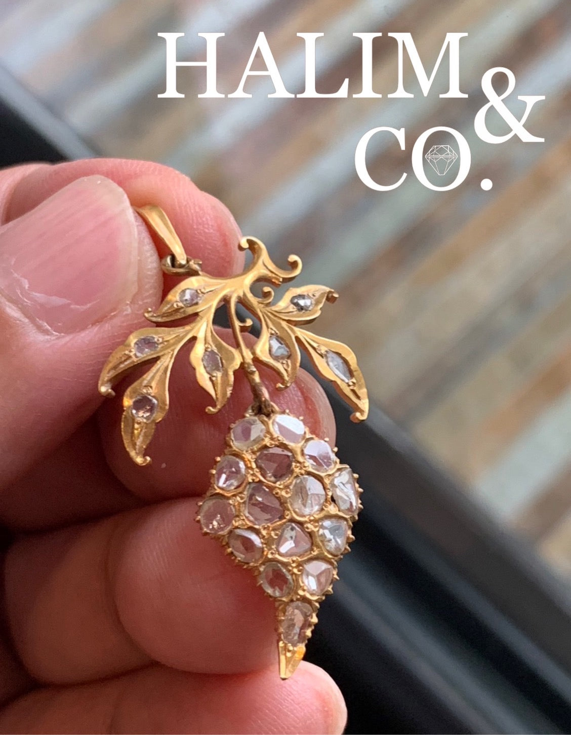 Antique Polki Diamond Pendant With 18k Gold. Kebaya Jewelry / Peranakan Nyonya Jewelry