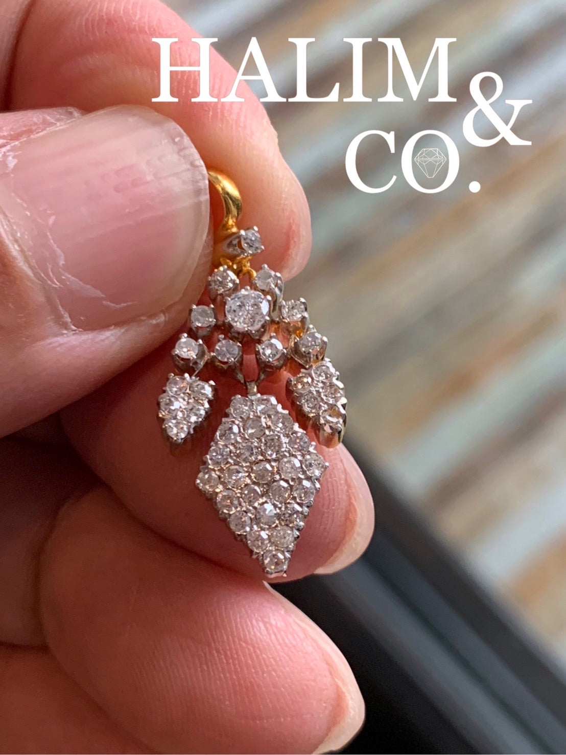 Antique Diamond Pendant With 18k Gold. Kebaya Jewelry / Peranakan Nyonya Jewelry