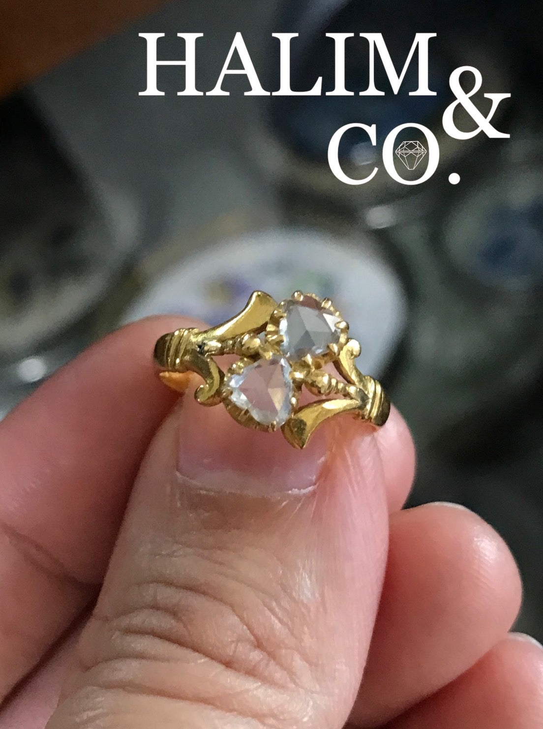 Antique Rose Cut Diamond Ring. Kebaya Jewelry / Peranakan Nyonya Jewelry
