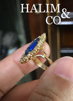 Antique Blue Sapphire And Polki Diamond Ring. Kebaya Jewelry / Peranakan Nyonya Jewelry
