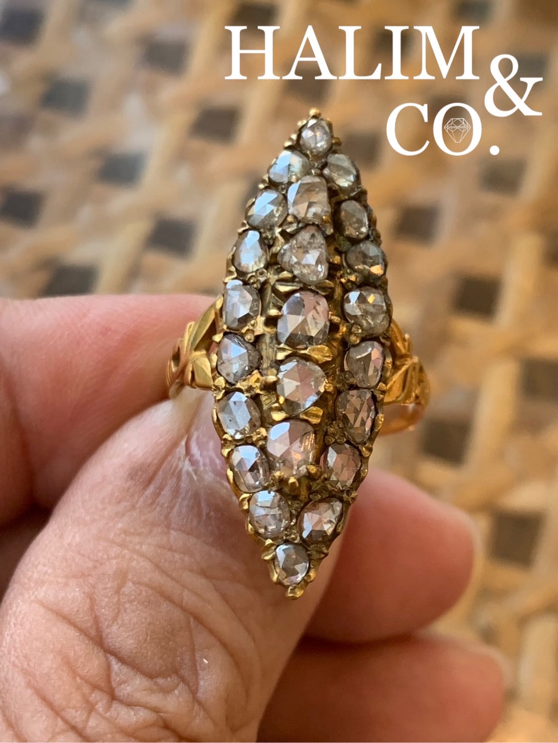 Antique Polki Diamond Ring With 10k Gold. Kebaya Jewelry / Peranakan Nyonya Jewelry