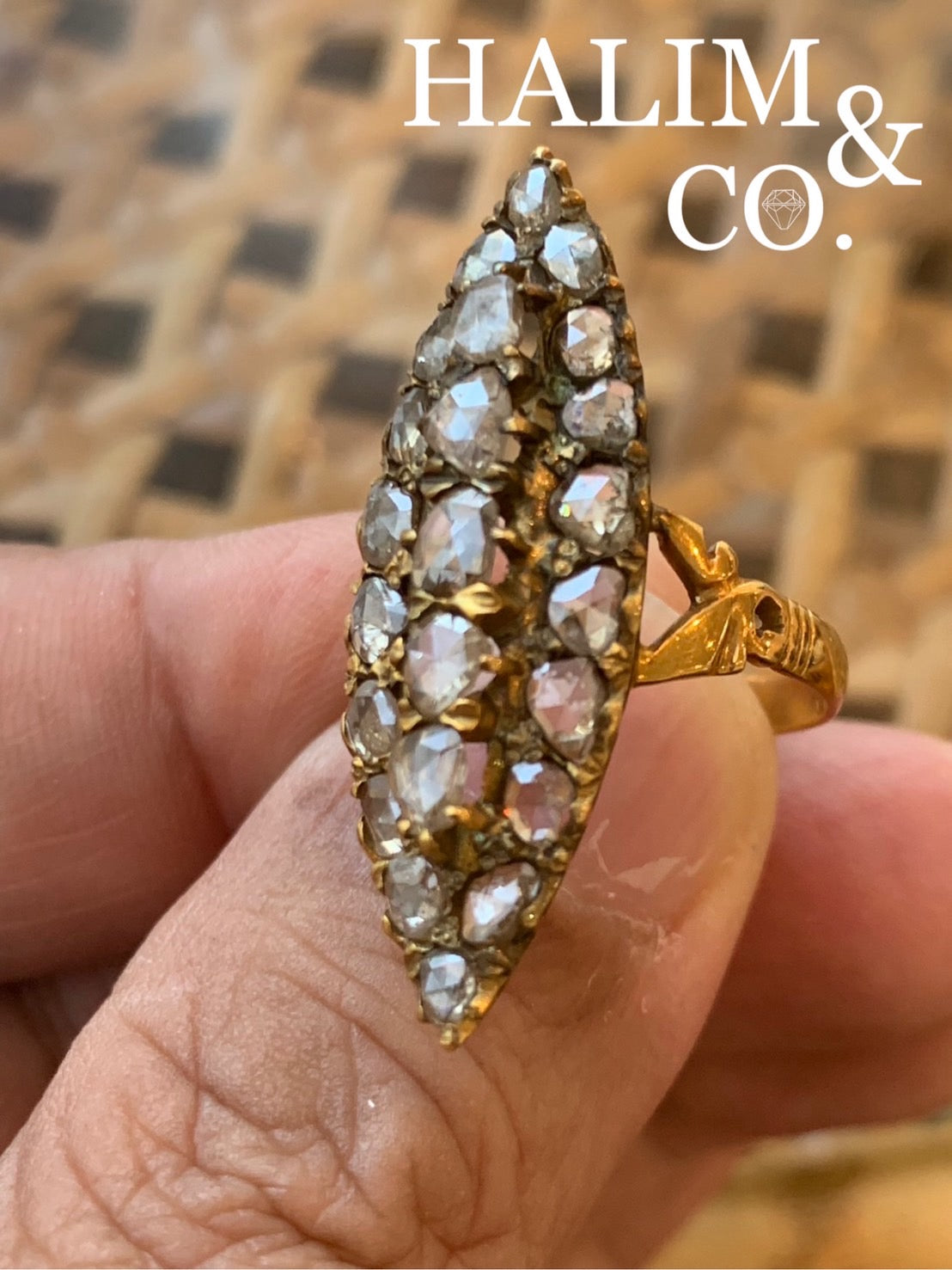 Antique Polki Diamond Ring With 10k Gold. Kebaya Jewelry / Peranakan Nyonya Jewelry