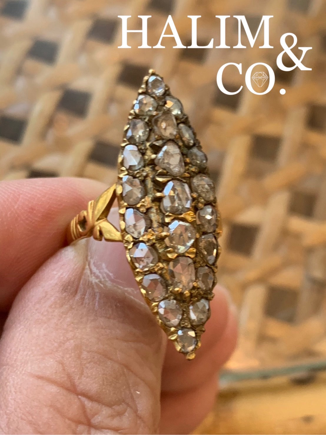 Antique Polki Diamond Ring With 10k Gold. Kebaya Jewelry / Peranakan Nyonya Jewelry