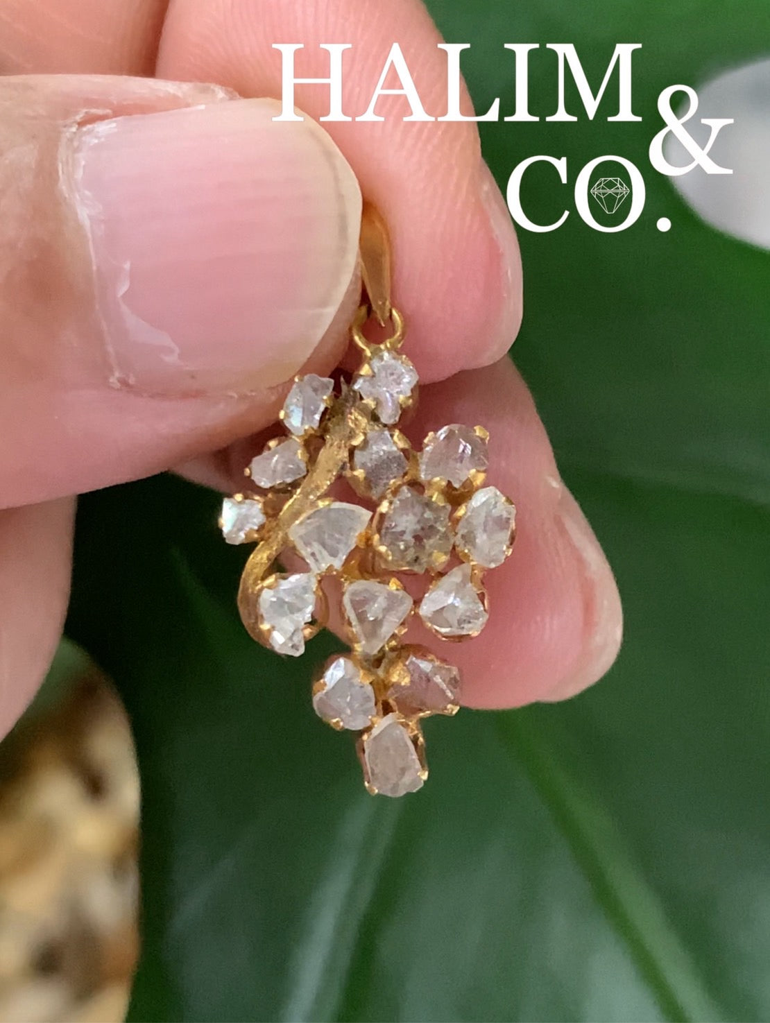 Antique Polki Diamond Pendant. Kebaya Jewelry / Peranakan Nyonya Jewelry