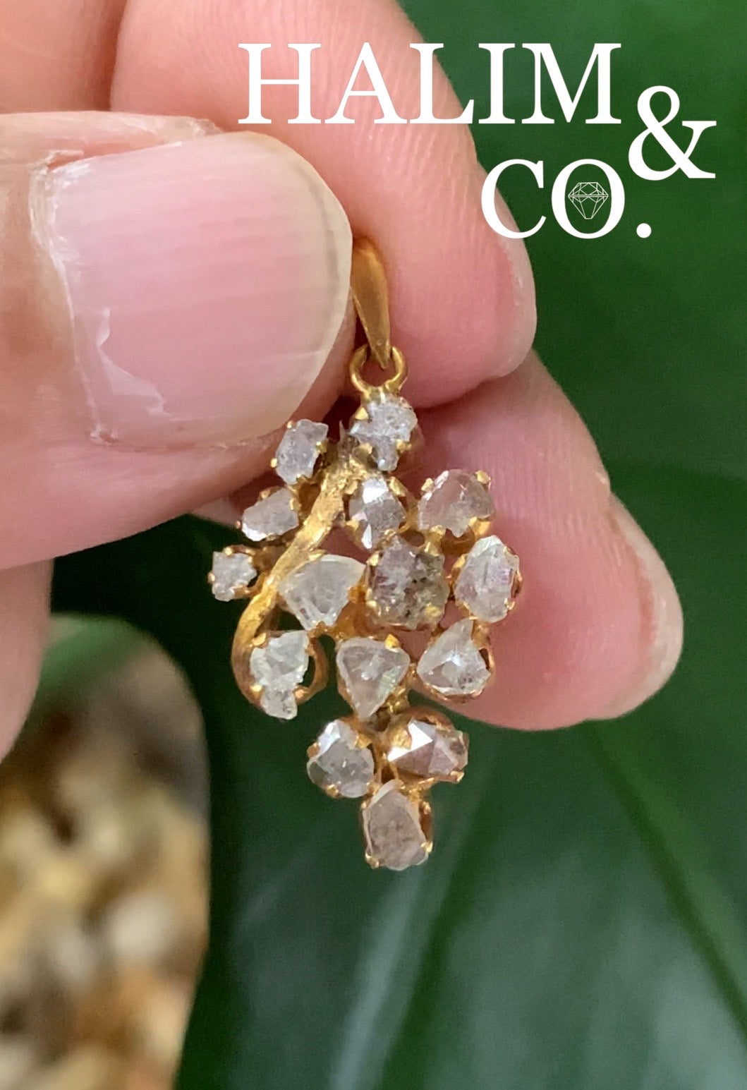 Antique Polki Diamond Pendant. Kebaya Jewelry / Peranakan Nyonya Jewelry