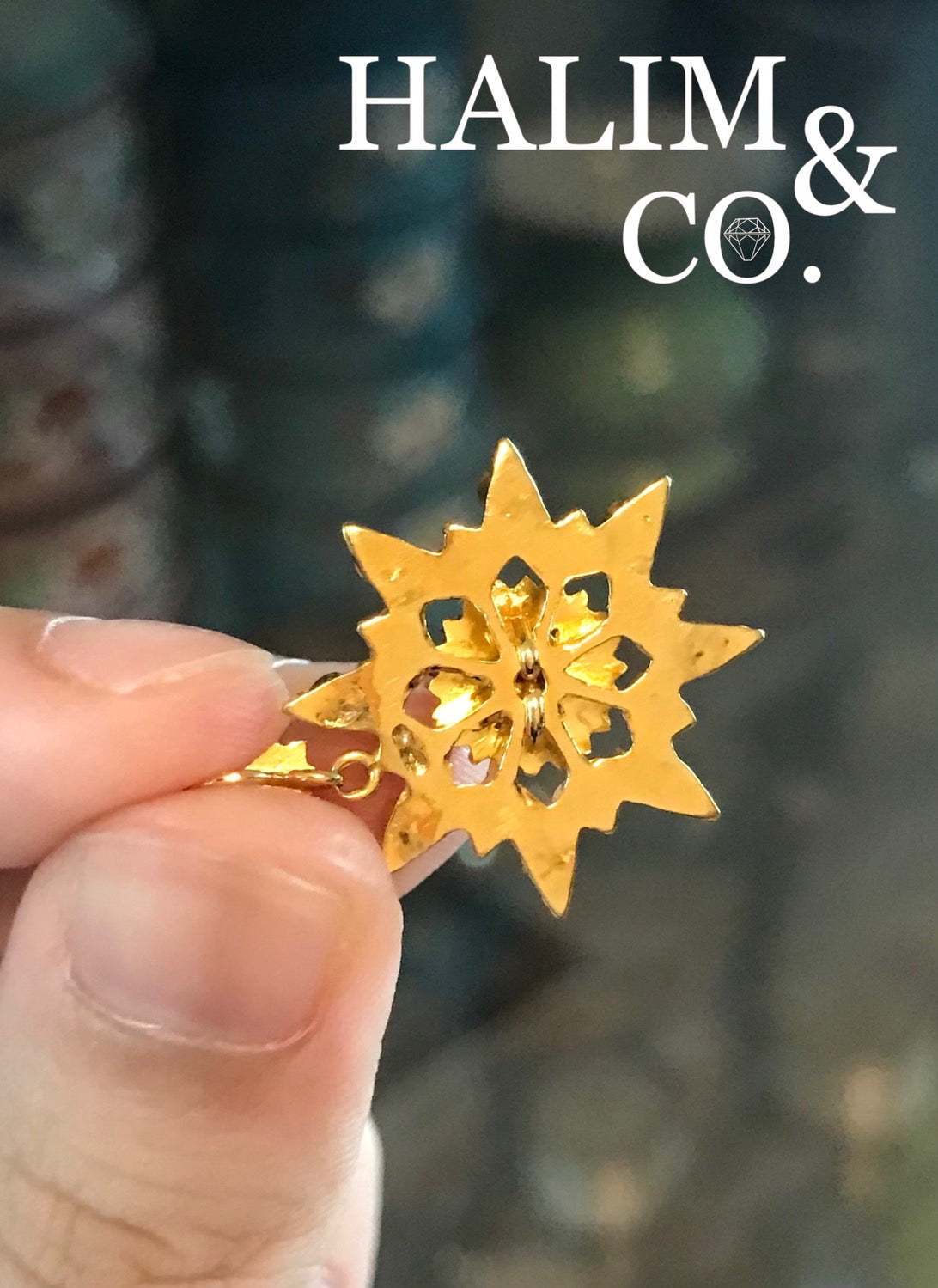 Antique Polki Diamond Pendant With Gold. Old Thai Style.