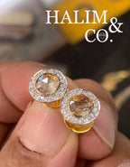 Antique Rose Cut Diamond And Brilliant Cut Diamond Cluster Earrings. Kebaya Jewelry / Peranakan Nyonya Jewelry