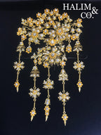Flower Brooch 22k Gold with Brilliant Cut Diamond. *MADE TO ORDER*