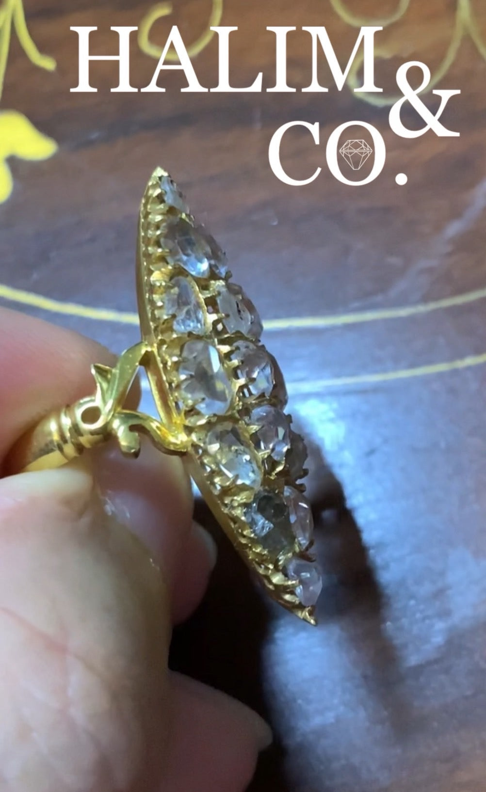Antique Zircon Ring With 22k Gold. Kebaya Jewelry / Peranakan Nyonya Jewelry