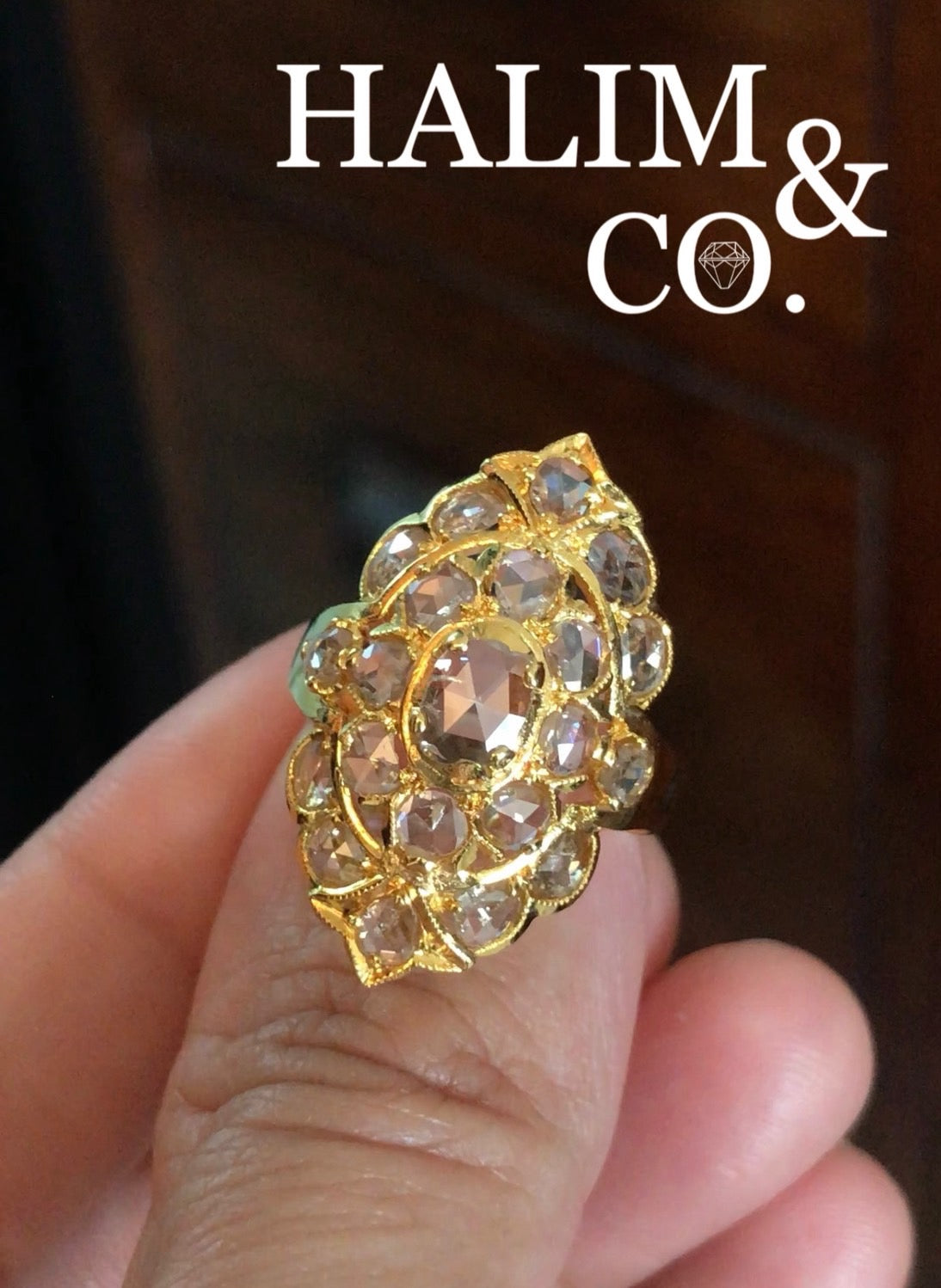 Rose Cut Diamond Ring With 22k Gold. Kebaya Jewelry / Peranakan Nyonya Jewelry