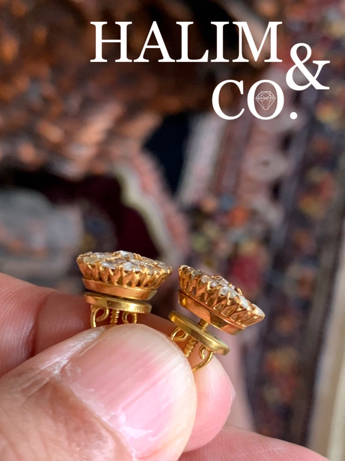 Antique Polki Diamond Earrings. Kebaya Jewelry / Peranakan Nyonya Jewelry