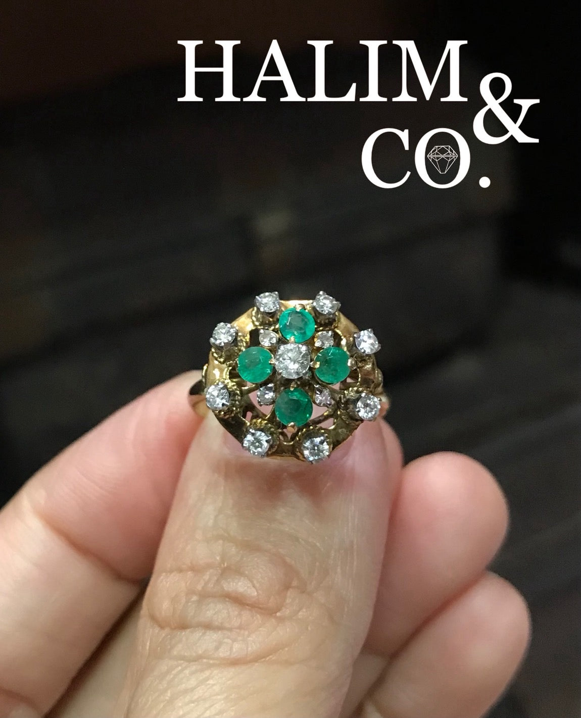 Antique Emerald And Diamond Ring. Kebaya Jewelry / Peranakan Nyonya Jewelry