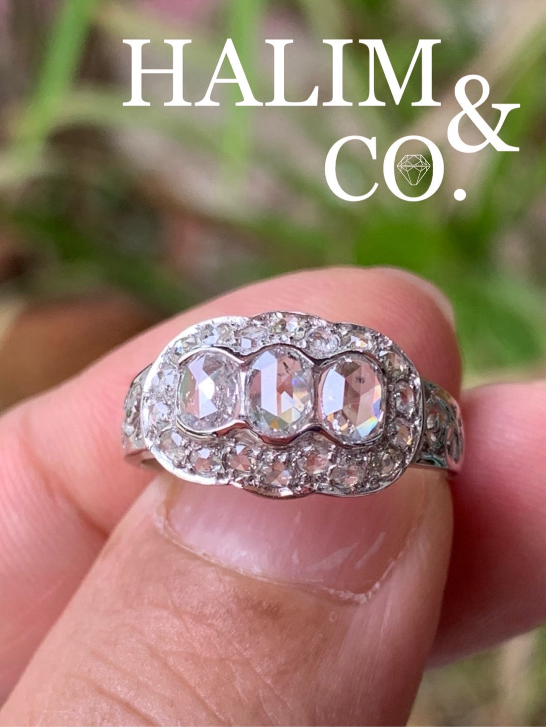 Antique Rose Cut Diamond Ring With Old White Gold. Kebaya / Peranakan Nyonya Jewelry