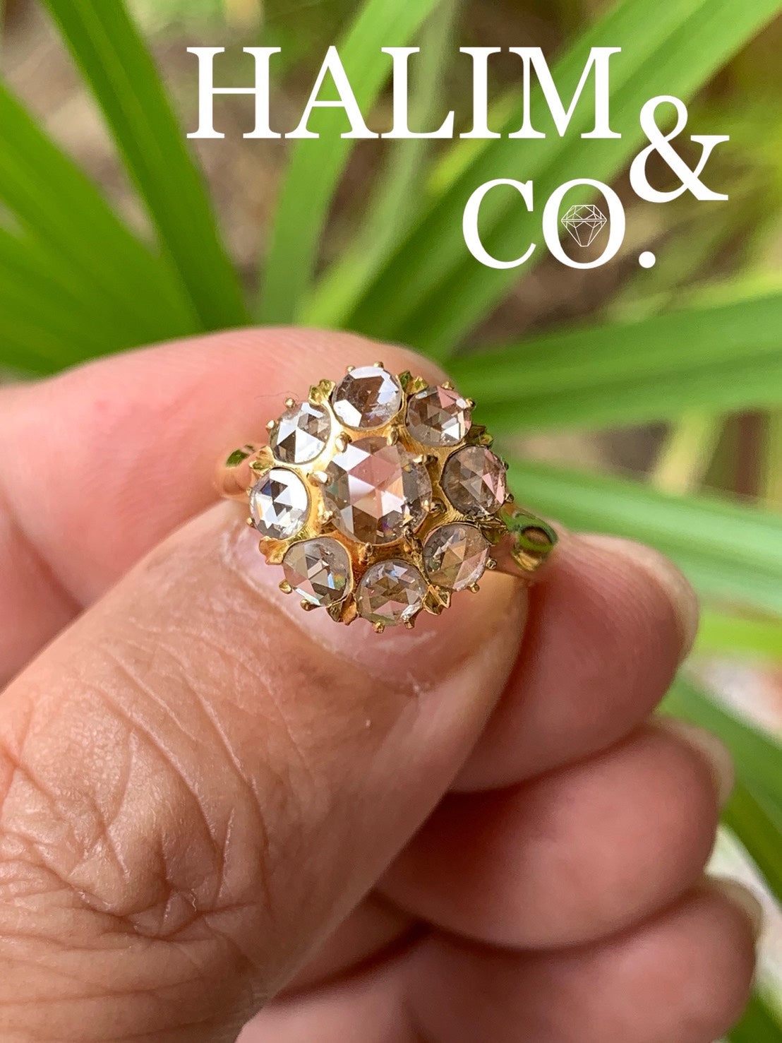 Antique rose cut diamond ring 22k. Kebaya Jewelry / Peranakan Nyonya Jewelry