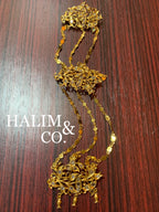 A gorgeous set of three antique gold brooches set with Rose cut Diamond with triple patterned chains.