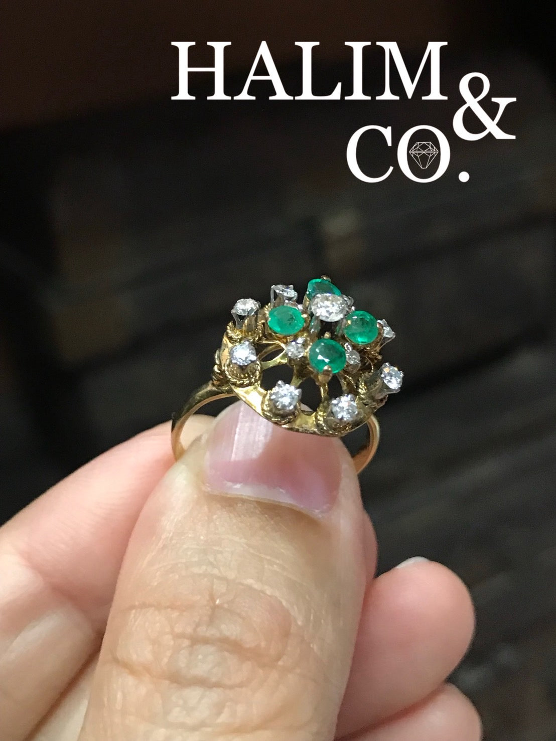 Antique Emerald And Diamond Ring. Kebaya Jewelry / Peranakan Nyonya Jewelry