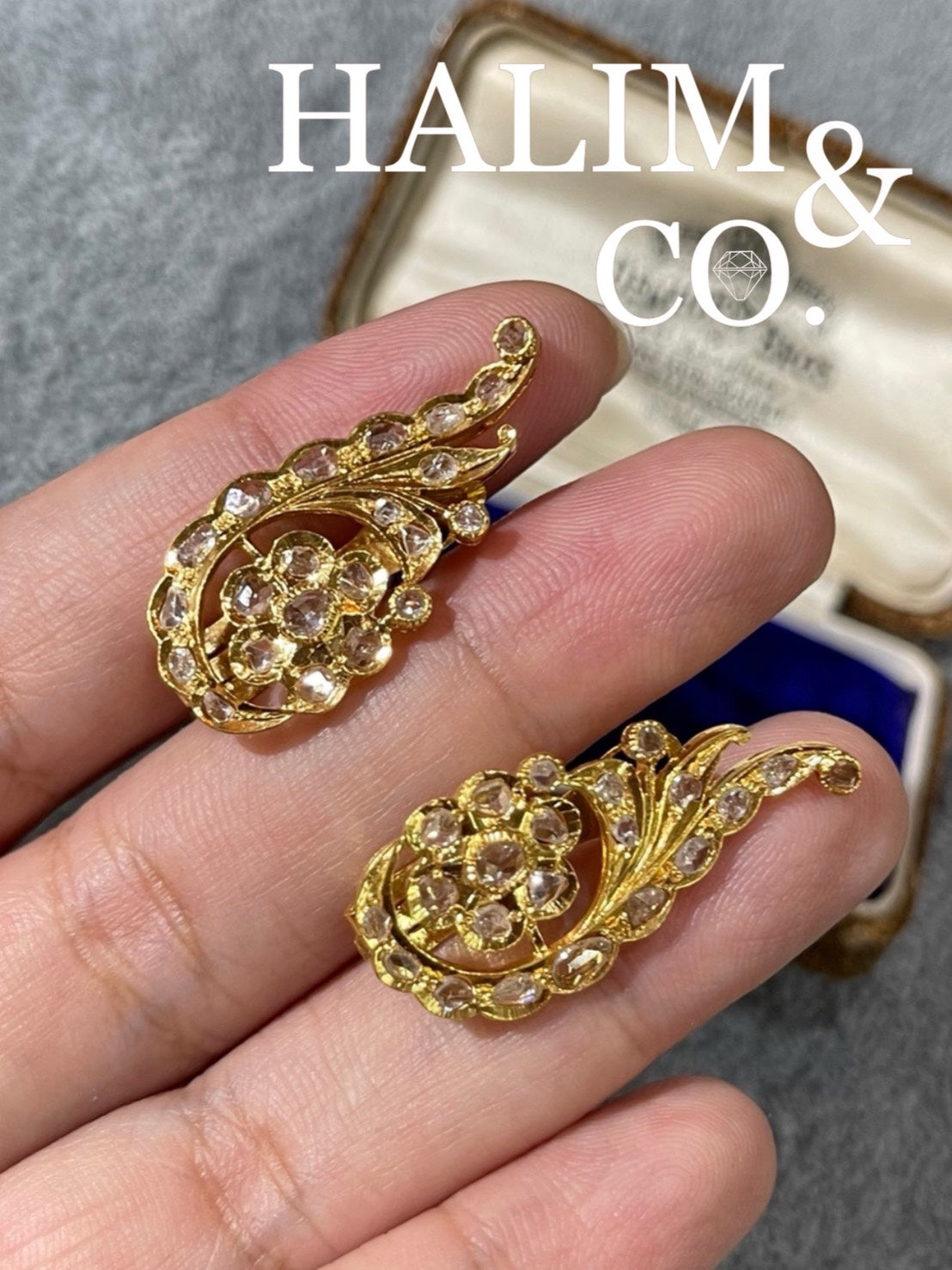 Antique Rose Cut Diamond Earrings. Kebaya Jewelry / Peranakan Nyonya Jewelry