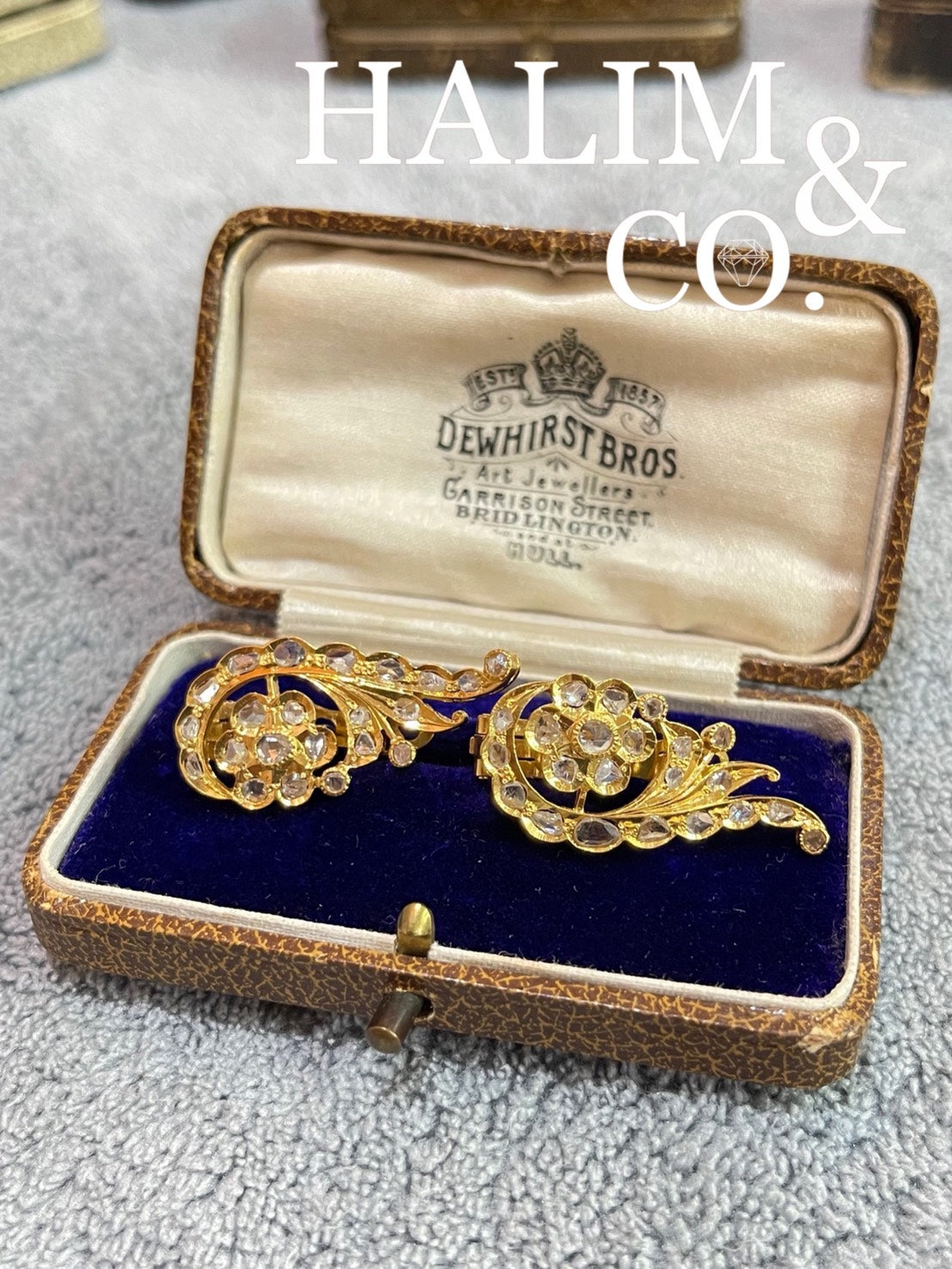 Antique Rose Cut Diamond Earrings. Kebaya Jewelry / Peranakan Nyonya Jewelry
