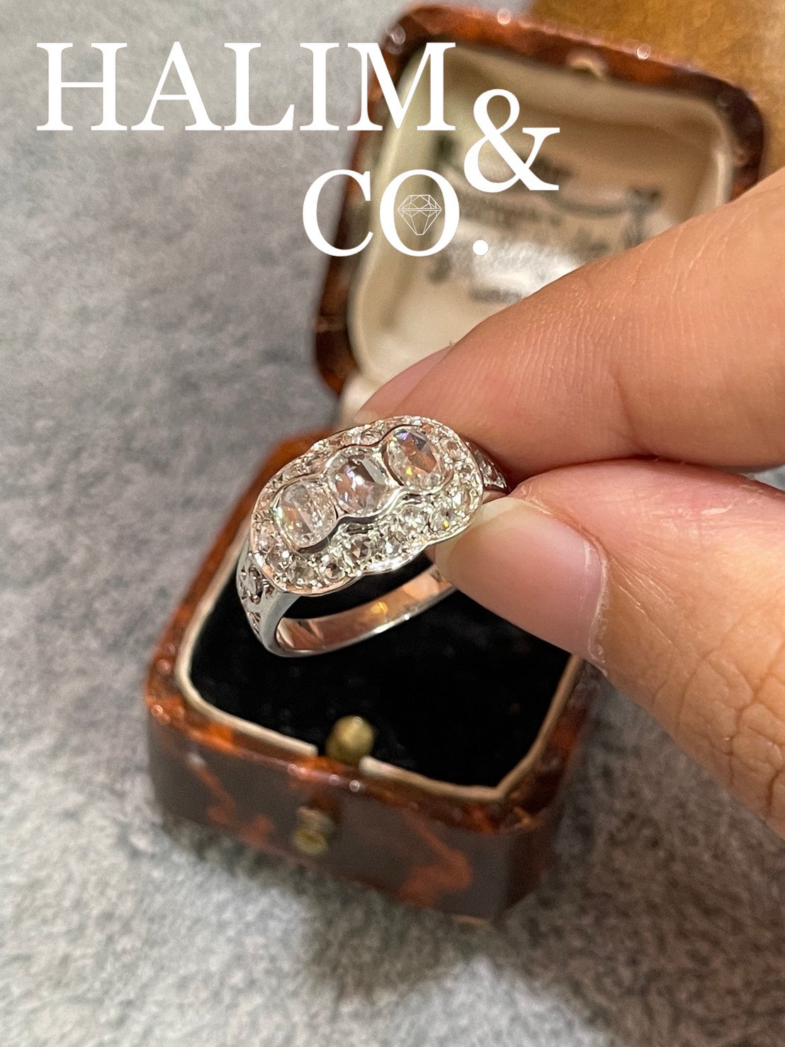 Antique rose cut diamond ring 1.36 ct.