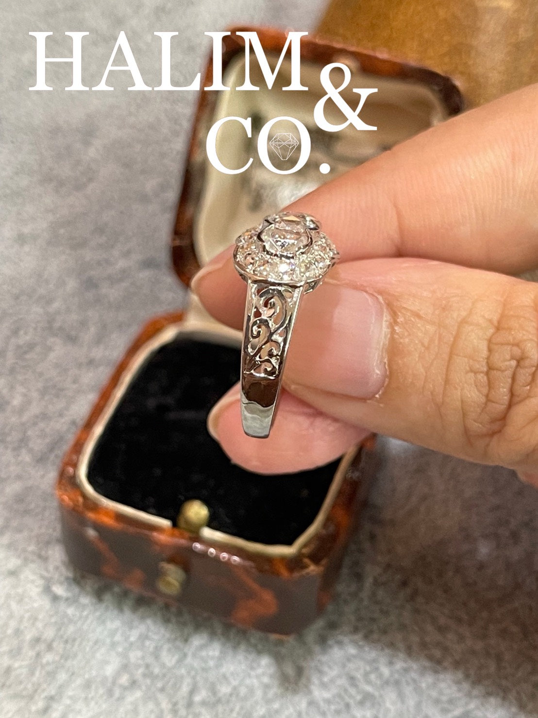 Antique rose cut diamond ring 1.36 ct.