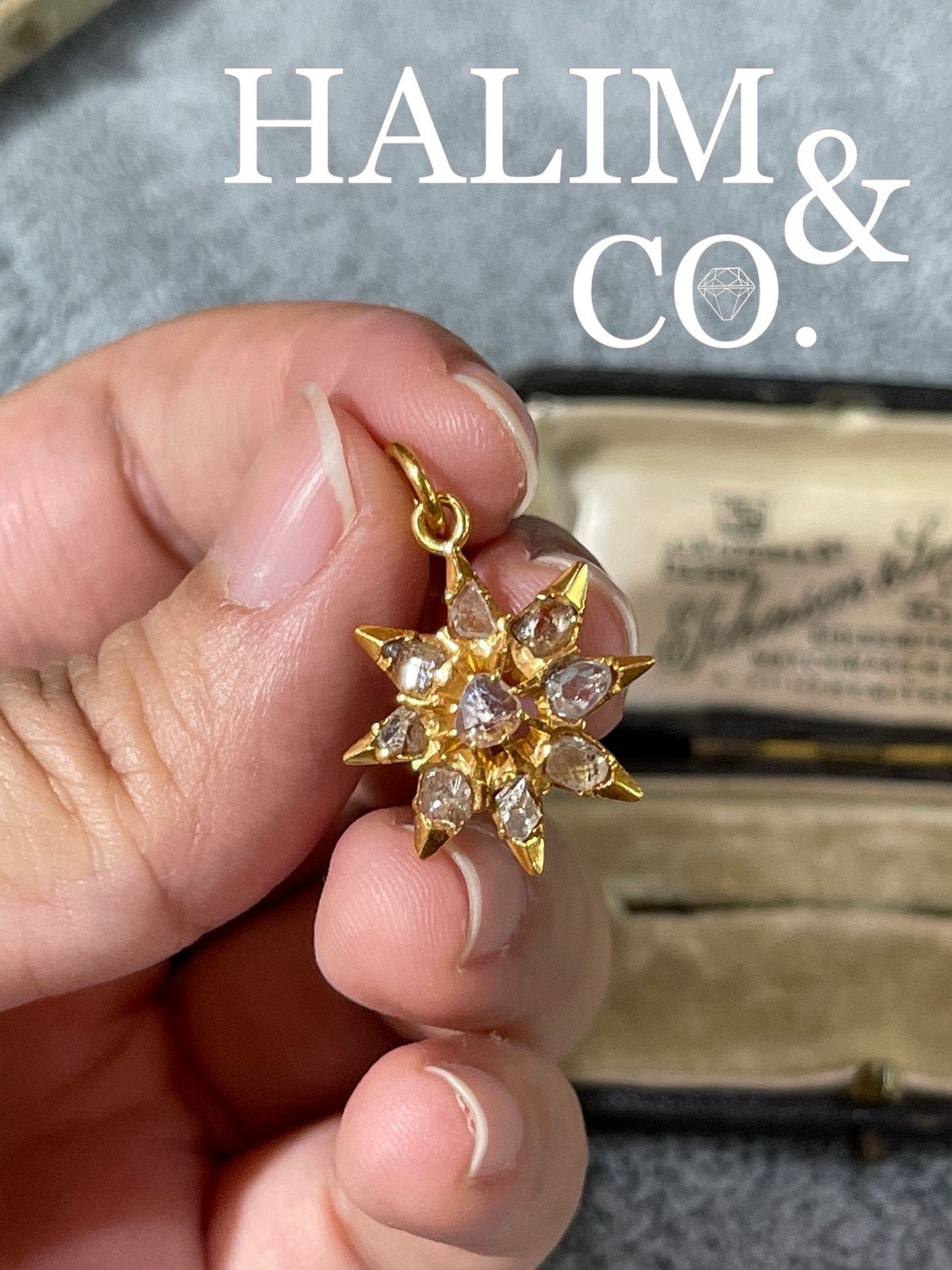 Antique Polki Diamond Star Pendant. Peranakan Nyonya Jewelry