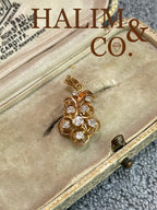 Antique brilliant cut Diamond Pendant With 18k Gold. Kebaya Jewelry / Peranakan Nyonya Jewelry