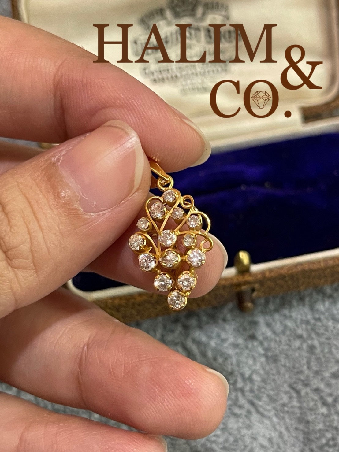 Antique brilliant cut Diamond Pendant. Kebaya Jewelry / Peranakan Nyonya Jewelry