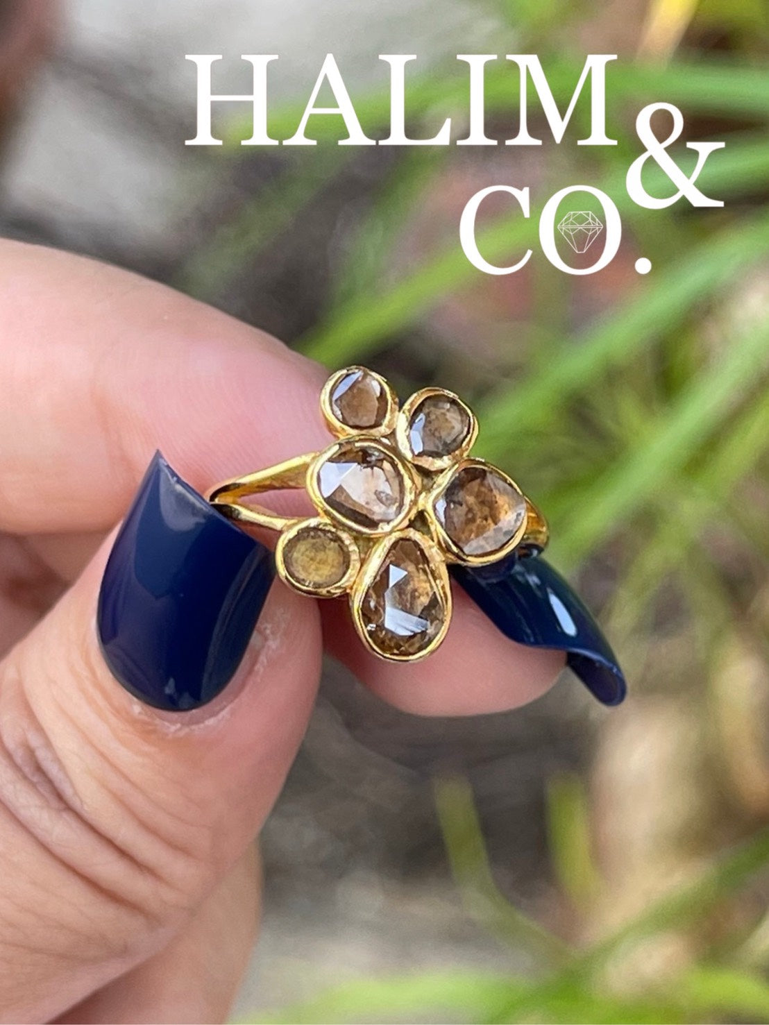 Polki Diamond Ring. 20k gold. Kebaya Jewelry / Peranakan Nyonya Jewelry