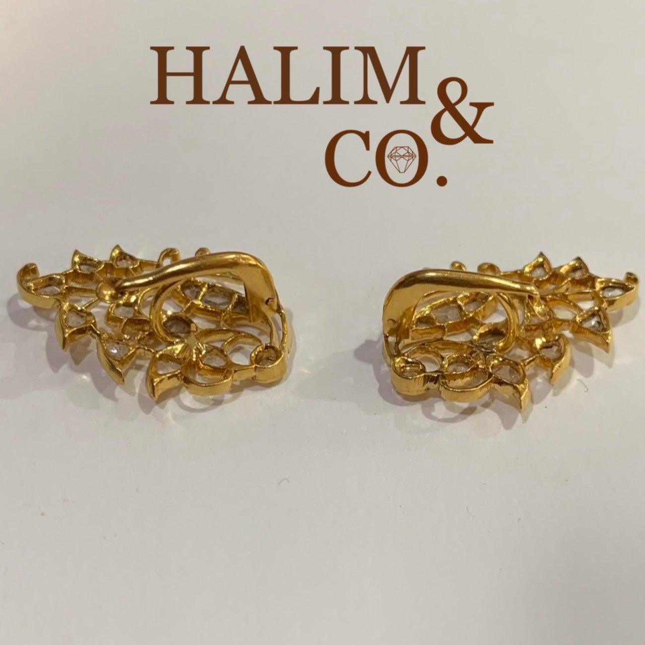 Antique Polki Diamond Earrings. Kebaya Jewelry / Peranakan Nyonya Jewelry