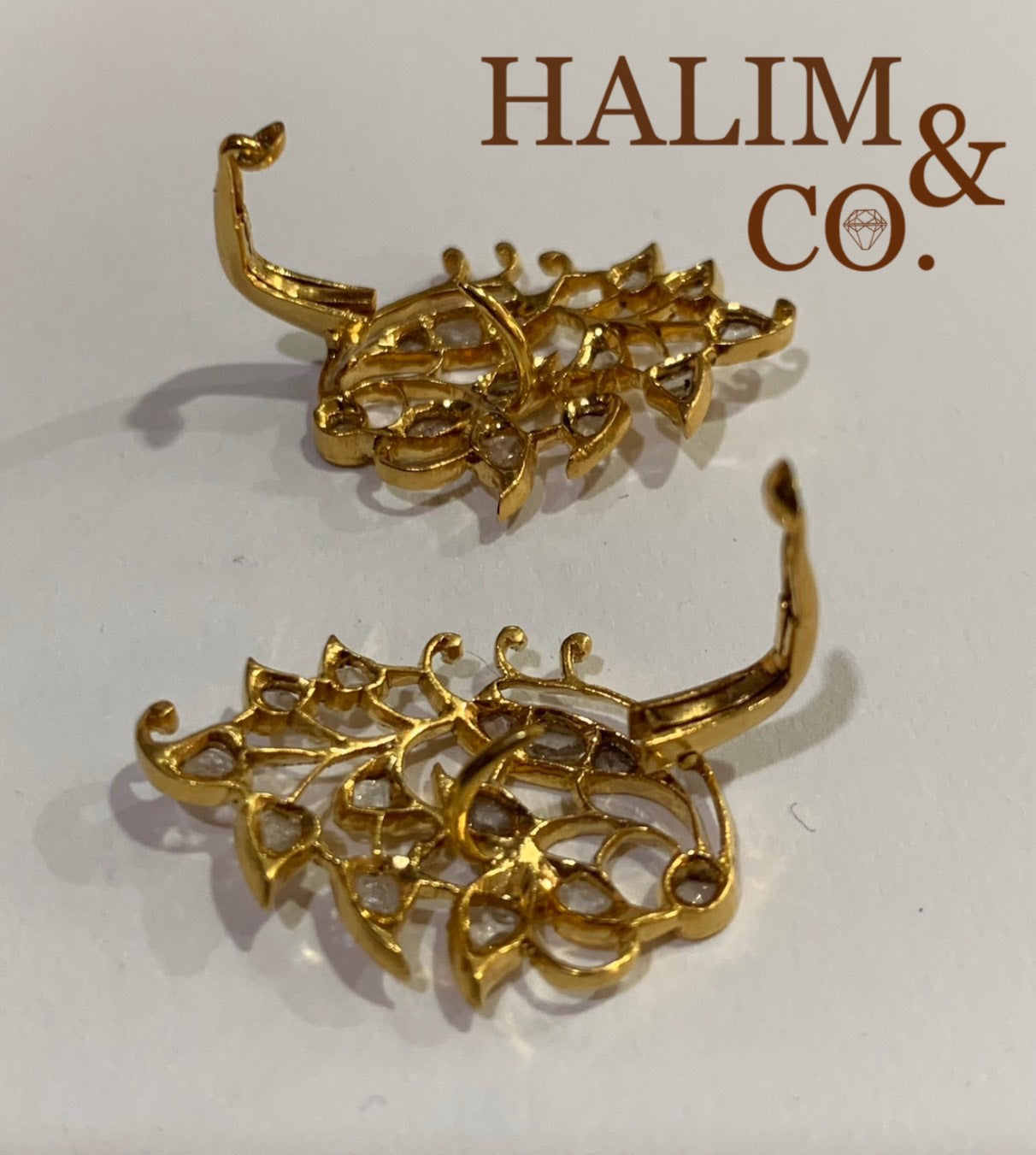 Antique Polki Diamond Earrings. Kebaya Jewelry / Peranakan Nyonya Jewelry