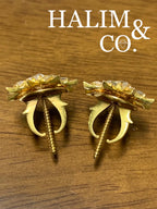 Antique Polki Diamond Screw Back Earrings. Kebaya Jewelry / Peranakan Nyonya Jewelry