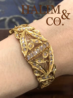 Antique Gold Bracelet With Rose Cut Diamond. Kebaya Jewelry / Peranakan Nyonya Jewelry