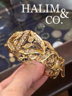 Antique Gold Bracelet With Rose Cut Diamond. Kebaya Jewelry / Peranakan Nyonya Jewelry