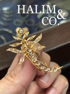 Antique Rose Cut Diamond Dragonfly Brooch. Kebaya Jewelry / Peranakan Nyonya Jewelry