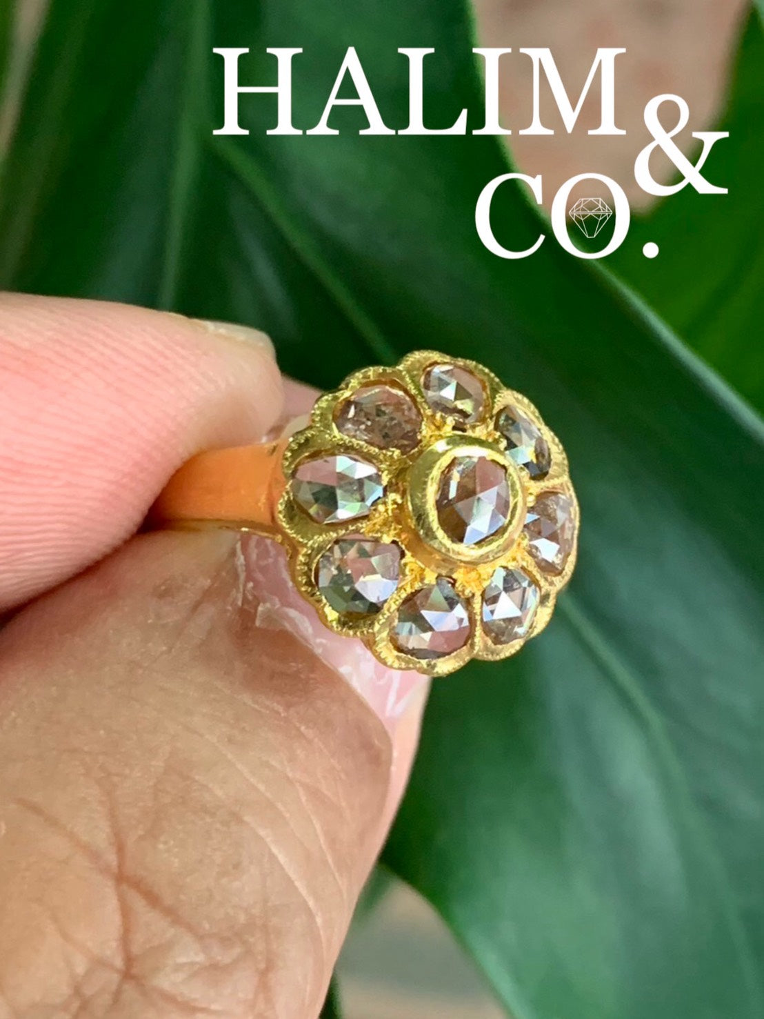 Antique Rose Cut Diamond Cluster Ring. Kebaya Jewelry / Peranakan Nyonya Jewelry