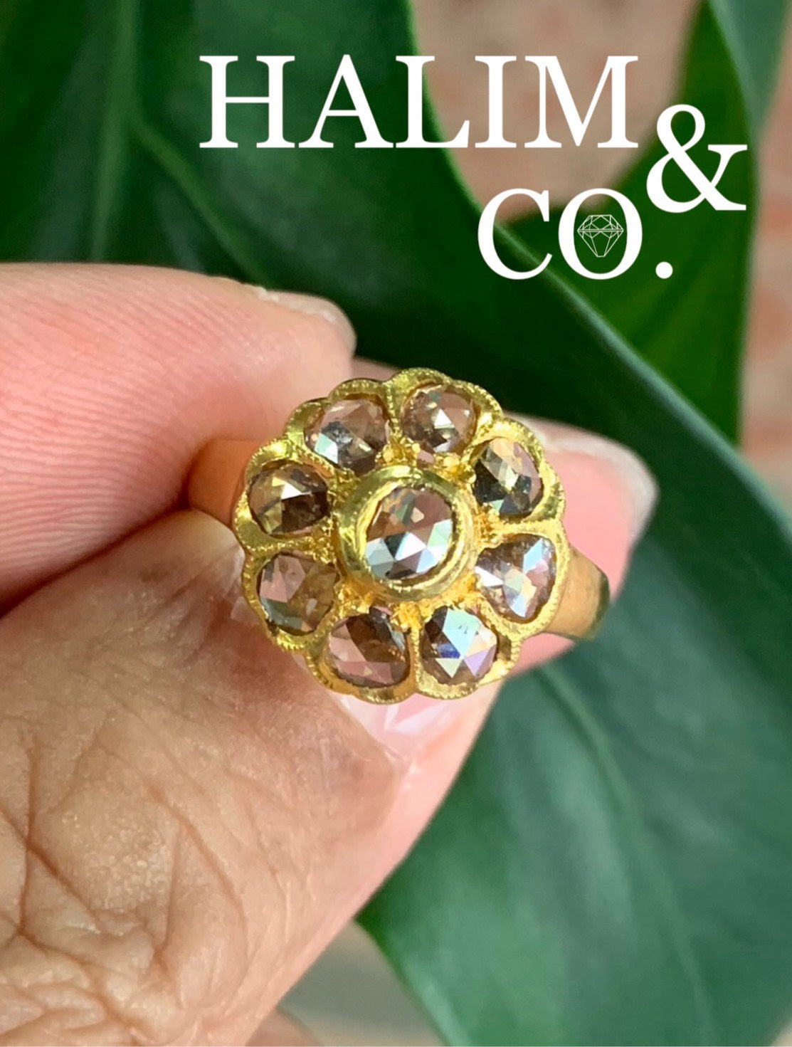 Antique Rose Cut Diamond Cluster Ring. Kebaya Jewelry / Peranakan Nyonya Jewelry
