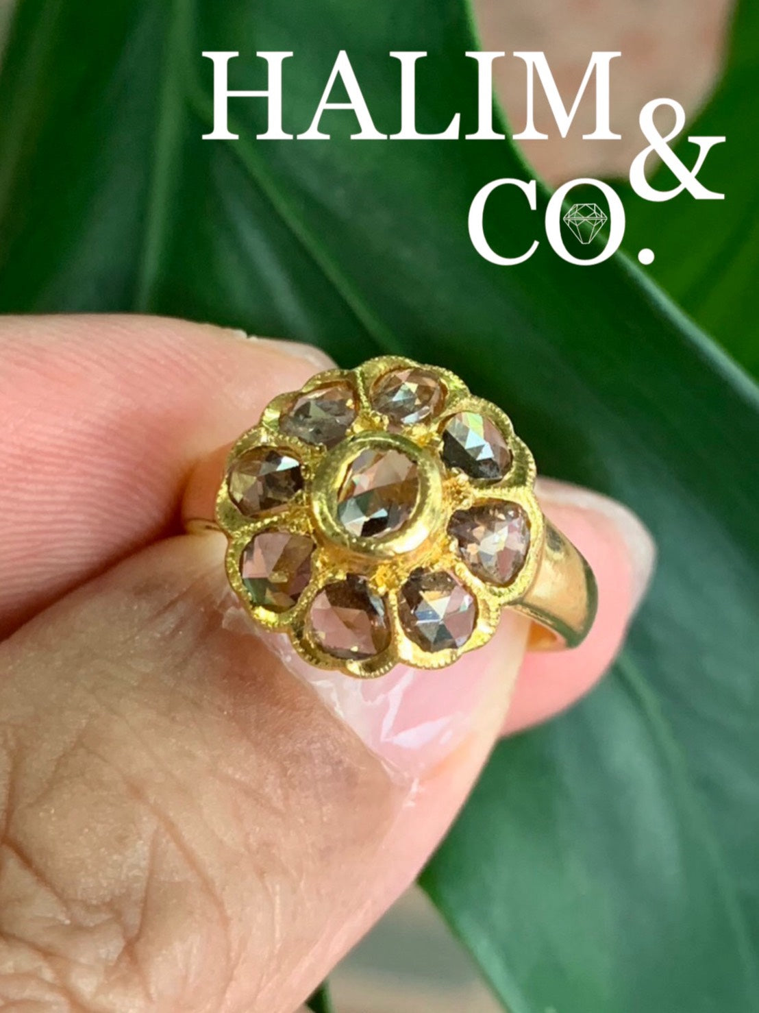 Antique Rose Cut Diamond Cluster Ring. Kebaya Jewelry / Peranakan Nyonya Jewelry