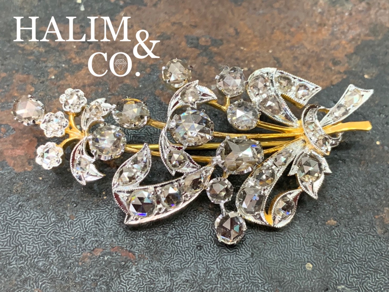Rose Cut Diamond Brooch With 18k Gold. (Handmade) Kebaya Jewelry / Peranakan Nyonya Jewelry