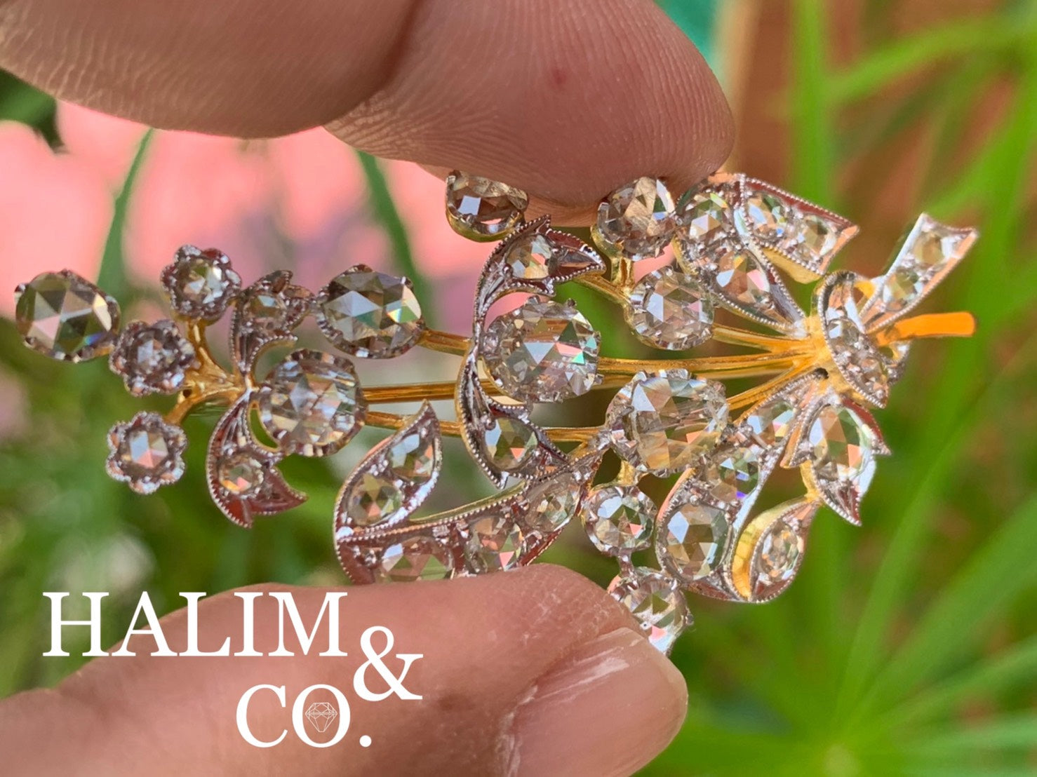 Rose Cut Diamond Brooch With 18k Gold. (Handmade) Kebaya Jewelry / Peranakan Nyonya Jewelry