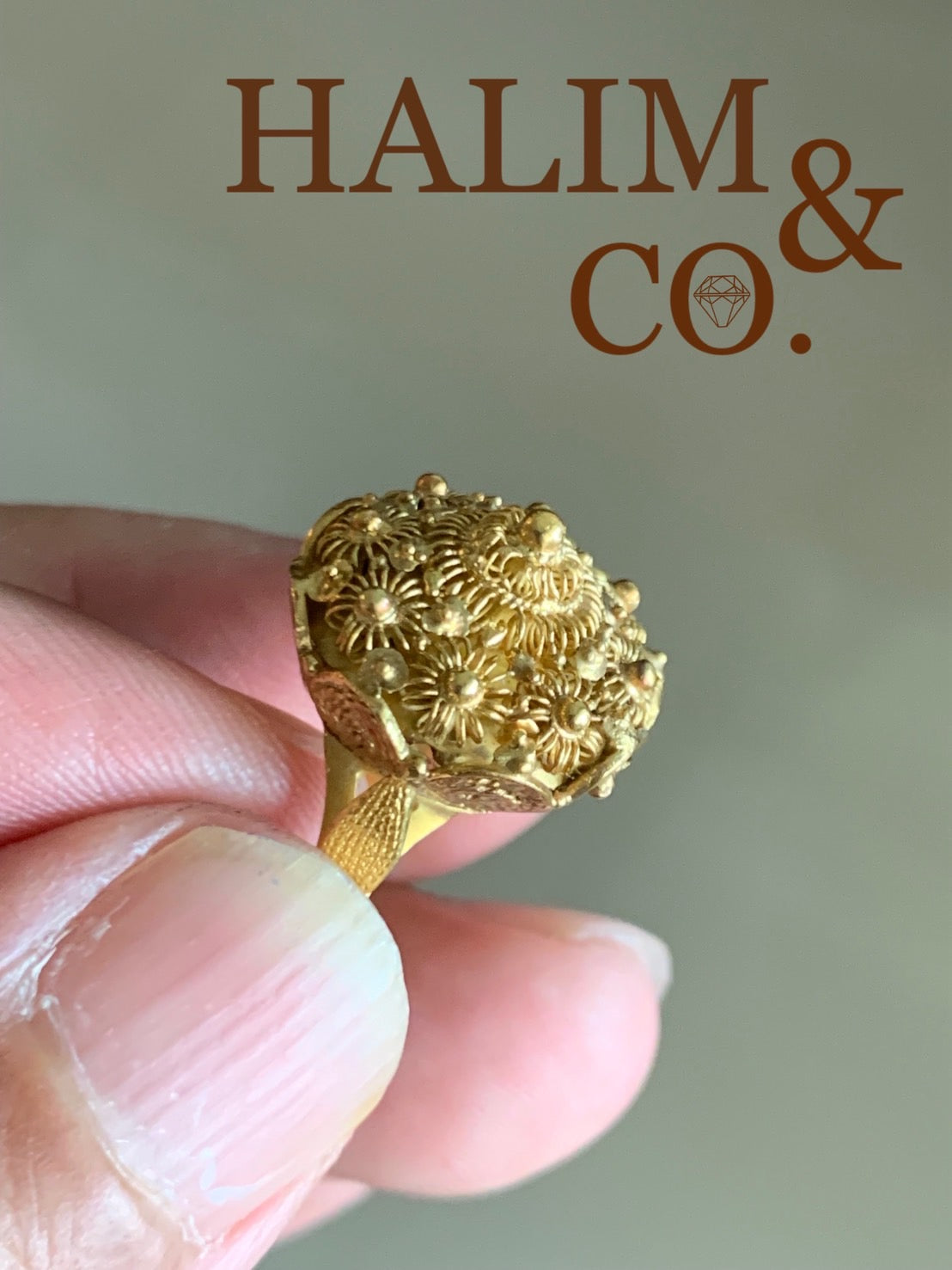 Antique Sattabongkot Lotus Ring With 22k Gold. Thai Traditional Jewelry Style