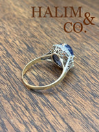 Antique 10K gold Cabochon Blue Sapphire Ring. Kebaya Jewelry / Peranakan Nyonya Jewelry