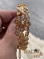 A gorgeous Gold Bangle With rose cut diamonds. Kebaya Jewelry / Peranakan Nyonya Jewelry