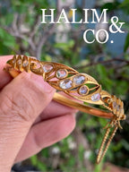 A gorgeous Gold Bangle With rose cut and poki diamonds. Kebaya Jewelry / Peranakan Nyonya Jewelry