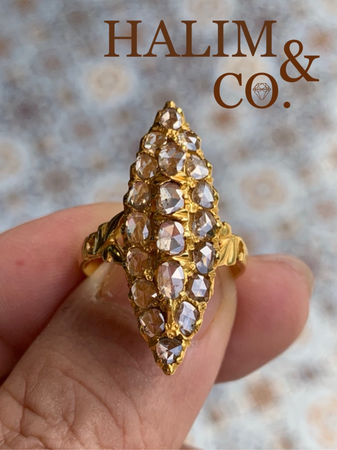A gorgeous Antique Rose Cut Diamond Ring. Kebaya Jewelry / Peranakan Nyonya Jewelry