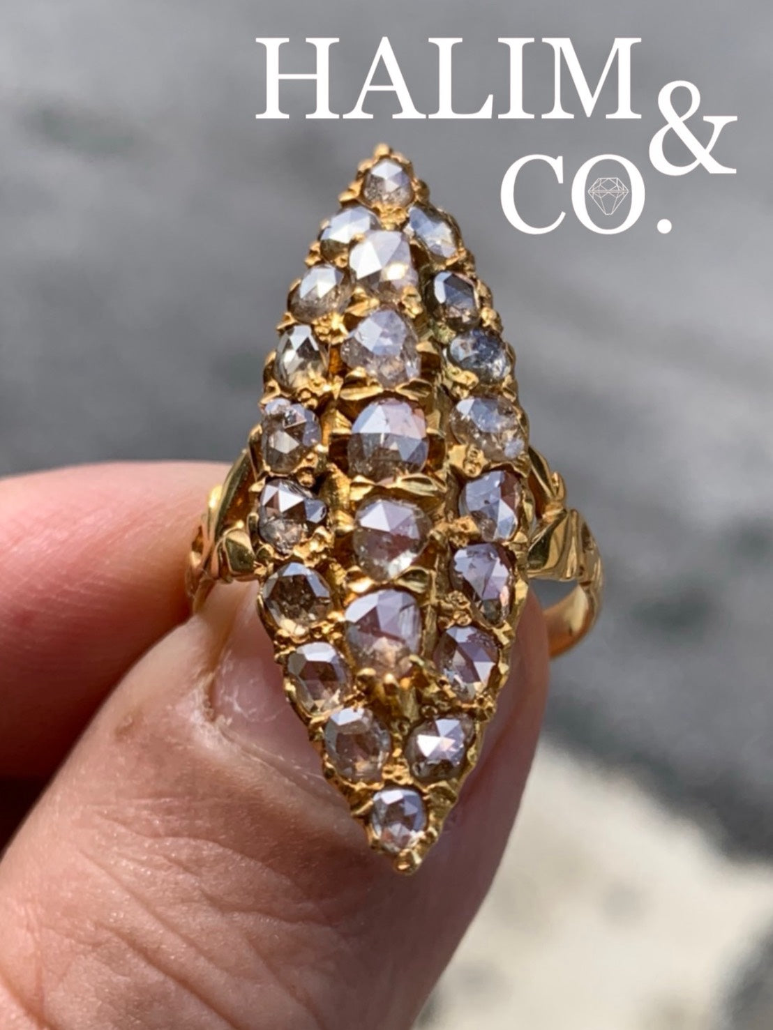 A gorgeous Antique Rose Cut Diamond Ring. Kebaya Jewelry / Peranakan Nyonya Jewelry