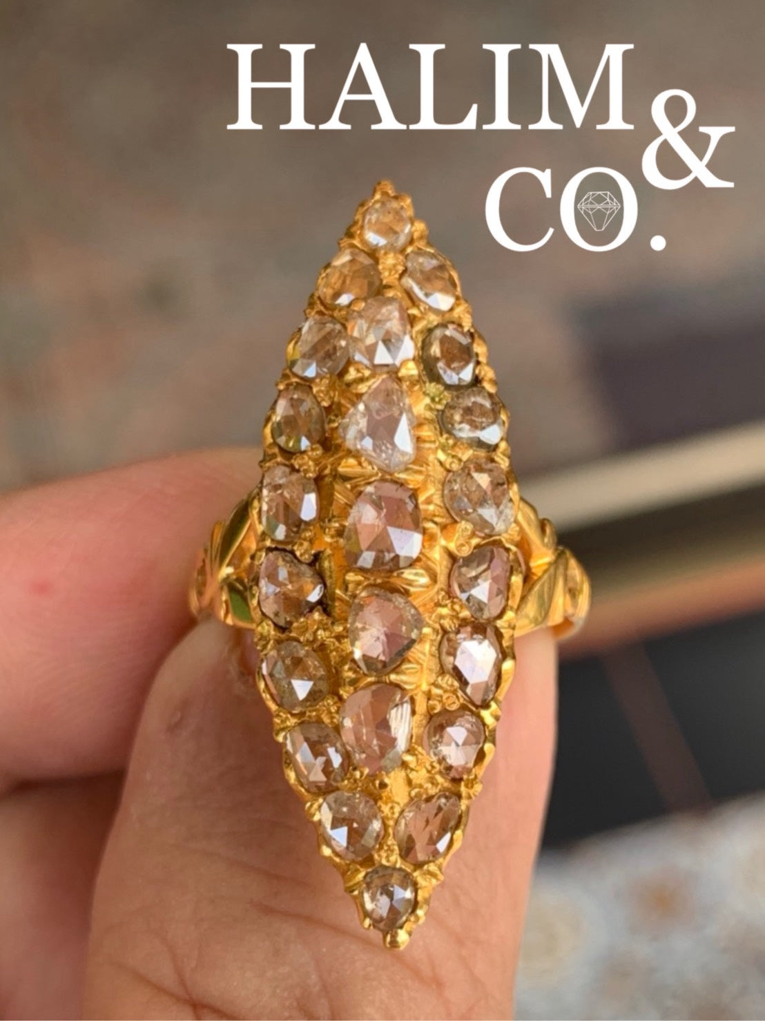 A gorgeous Antique Rose Cut Diamond Ring. Kebaya Jewelry / Peranakan Nyonya Jewelry