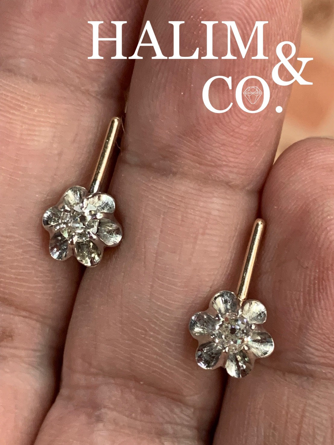 Antique Old Mine Cut Diamond Earrings.