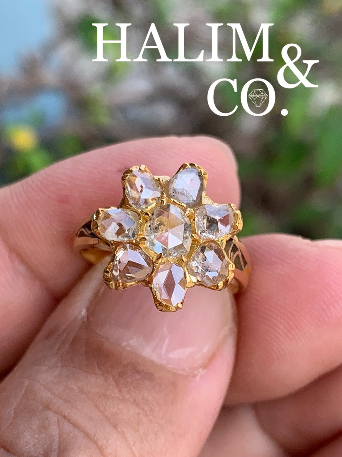 Antique Rose Cut Diamond Ring. Kebaya Jewelry / Peranakan Nyonya Jewelry